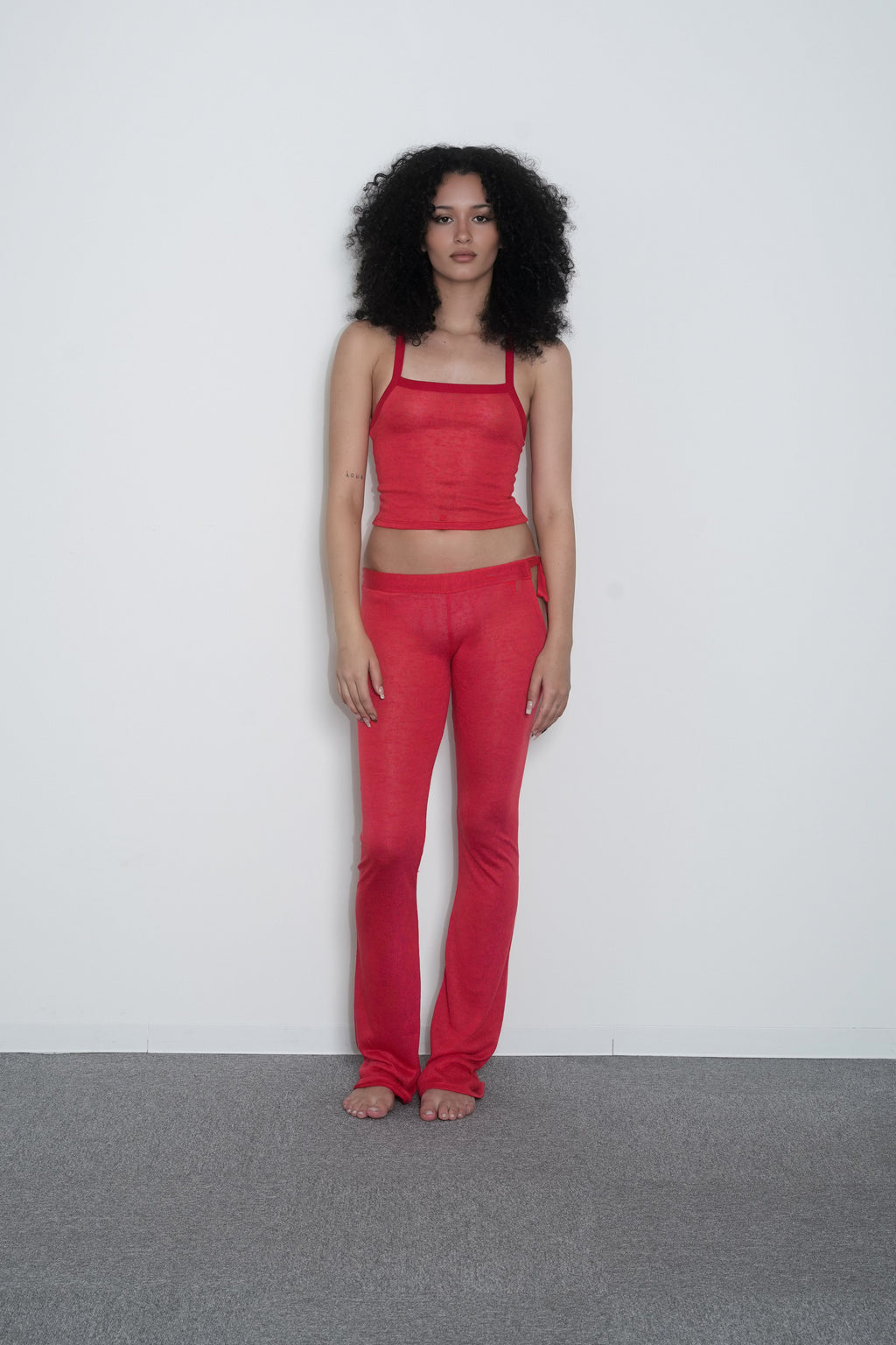 THE SHEER FLAREY PANTS - CHERRY