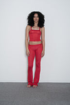 THE SHEER FLAREY PANTS - CHERRY